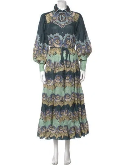 Pre-owned Alemais Paisley Print Long Dress In Blue