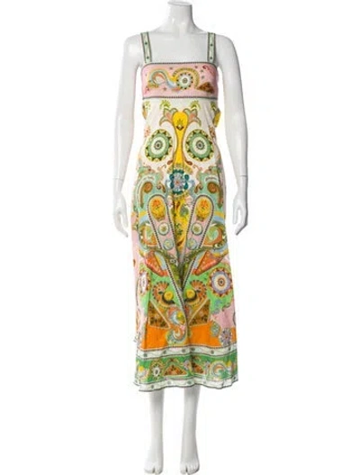 Pre-owned Alemais Paisley Print Long Dress In Green