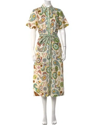 Pre-owned Alemais Paisley Print Long Dress In Green/neutrals