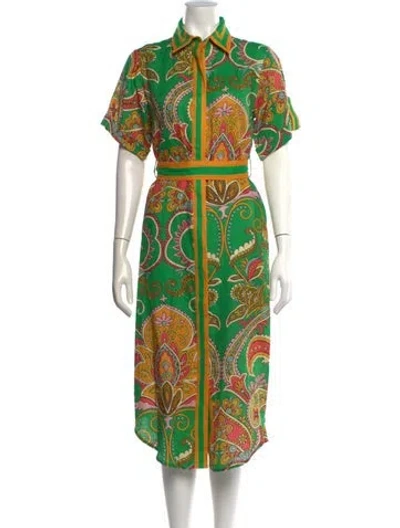 Pre-owned Alemais Paisley Print Midi Length Dress In Green