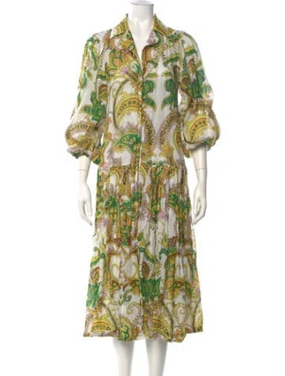 Pre-owned Alemais Paisley Print Midi Length Dress In Neutral