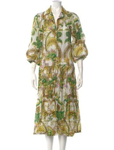 Pre-owned Alemais Paisley Print Midi Length Dress In Neutrals