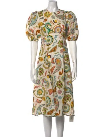 Pre-owned Alemais Paisley Print Midi Length Dress In Neutrals