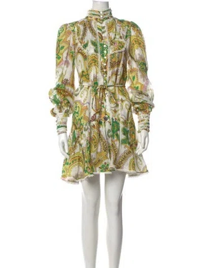 Pre-owned Alemais Paisley Print Mini Dress In Neutral
