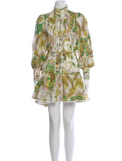 Pre-owned Alemais Paisley Print Mini Dress In White