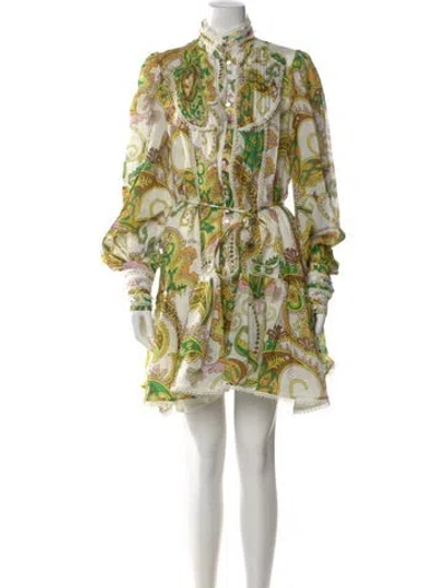 Pre-owned Alemais Paisley Print Mini Dress In Yellow