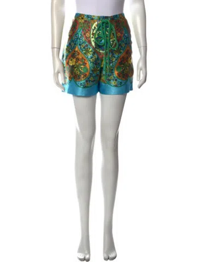 Pre-owned Alemais Paisley Print Mini Shorts In Blue