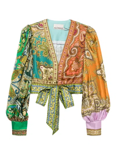 Alemais Paisley-print Tie-front Top In Multi