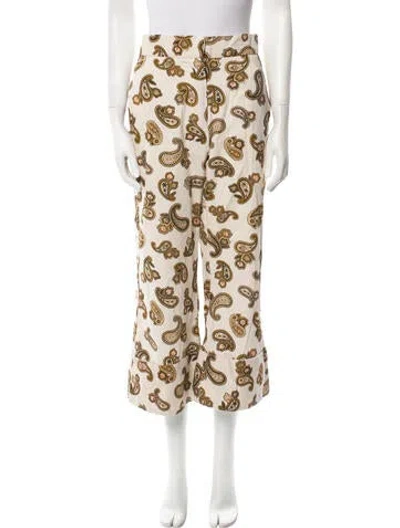 Pre-owned Alemais Paisley Print Wide Leg Pants In White