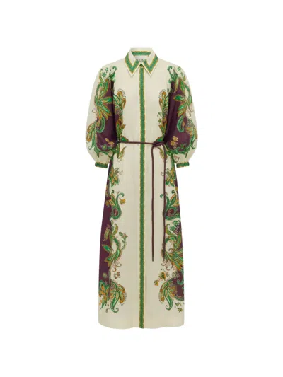 Alemais Paisley-print Belted Midi Dress In Black