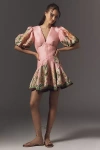 Alemais Papaya Printed Linen-blend Mini Dress In Pink