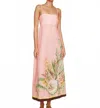 Alemais Papaya Print Midi Sundress In Navy In Pink