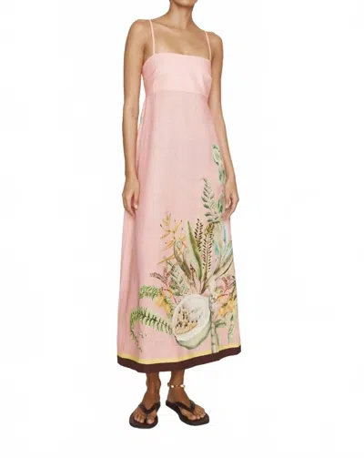 Alemais Papaya Print Midi Sundress In Navy In Pink