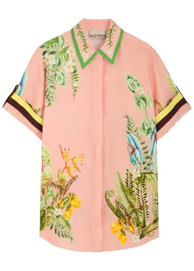 Alemais Papaya Printed Flax Shirt In Pink