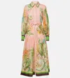 Alemais Papaya Printed Midi Shirt Dress In Pink