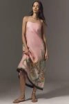 Alemais Papaya Smocked Printed Linen Midi Dress In Pink