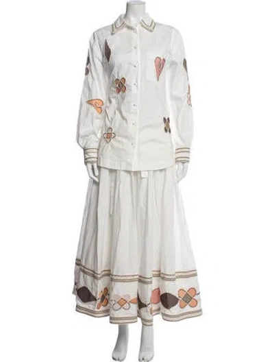 Pre-owned Alemais Patterned Embroidered Accent Skirt Set In Neutrals
