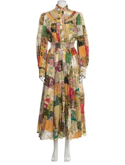 Pre-owned Alemais Patterned Long Dress In Neutrals
