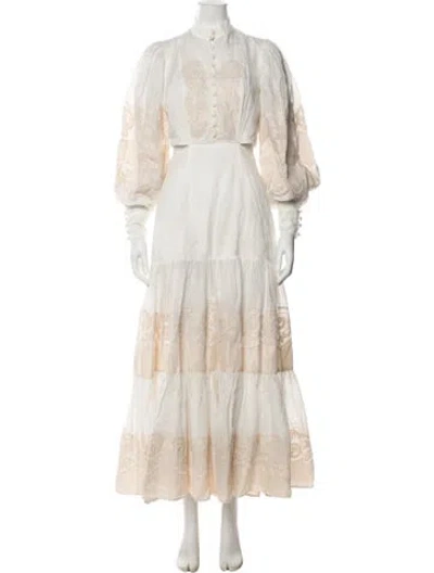 Pre-owned Alemais Patterned Long Dress W/ Tags In Neutrals