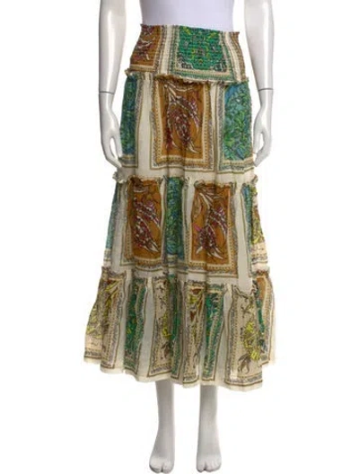 Pre-owned Alemais Patterned Long Skirt In Neutrals
