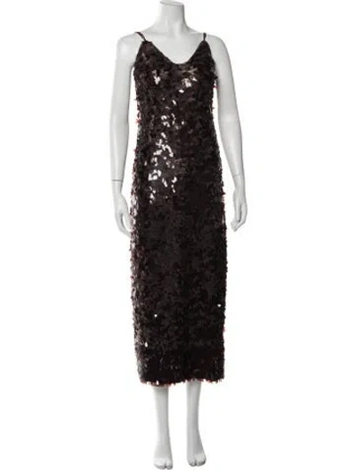 Pre-owned Alemais Patterned Midi Length Dress In Black