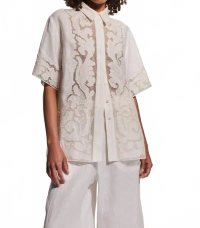 Alemais Pegasus Embroidered Collared Shirt In Ivory In White