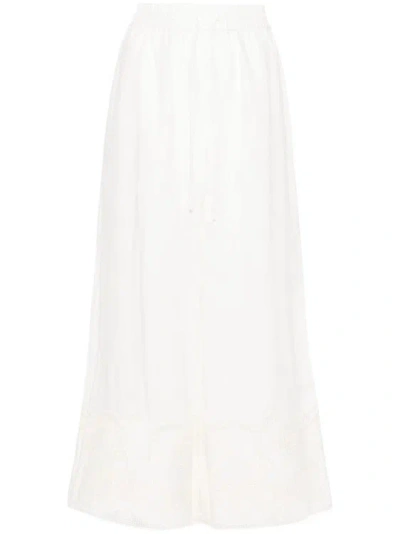 Alemais Pegasus-embroidered Linen Trousers In White