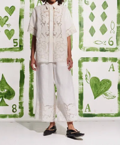 ALEMAIS PEGASUS EMBROIDERED PULL-ON PANTS IN IVORY