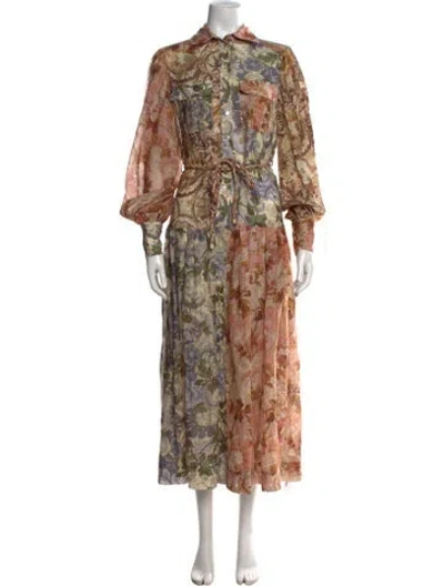 Pre-owned Alemais Phillipa Midi Length Dress In Neutrals