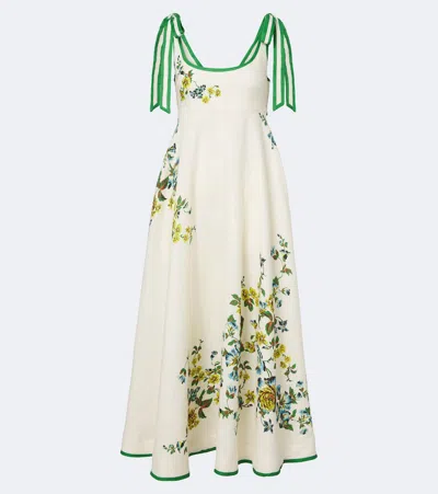 Alemais Fitted Linen Dress With Scoop Neck And Shirred Back In Neutral
