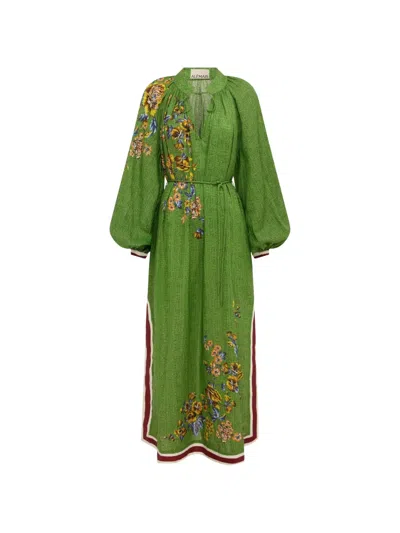 Alemais Phyllis Floral-print Midi Dress In Green