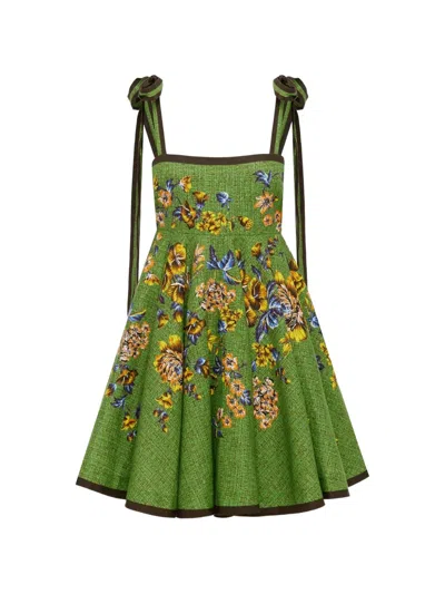 Alemais Phyllis Linen Mini Dress In Green