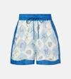 Alemais Pia Printed High-rise Shorts In Blue