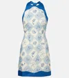 Alemais Pia Printed Linen Minidress In Blue
