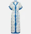 Alemais Pia Printed Linen Shirt Dress In Blue