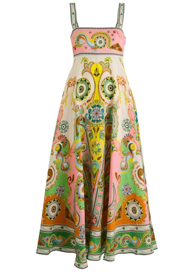 Alemais Pinball Printed Linen Maxi Dress In Multicoloured
