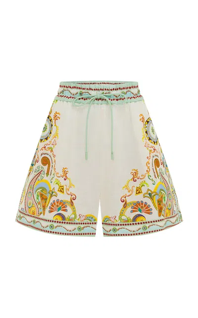 Alemais Pinball Printed Linen Shorts In Multi