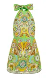 Alemais Pinball Printed Linen-silk Halter Mini Dress In Multi