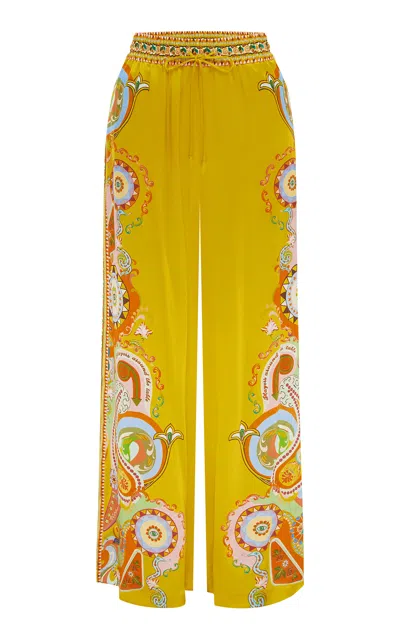 Alemais Pinball Printed Silk Satin Wide-leg Pants In Multi