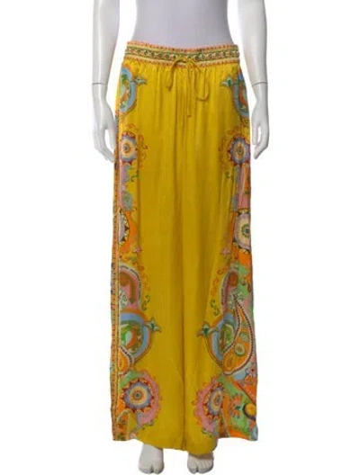 Pre-owned Alemais Pinball Silk Pants Wide Leg Pants In Yellow