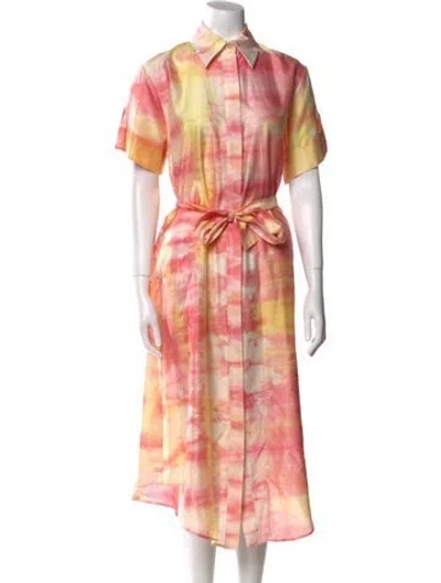 Pre-owned Alemais Plaid Print Long Dress In Pink