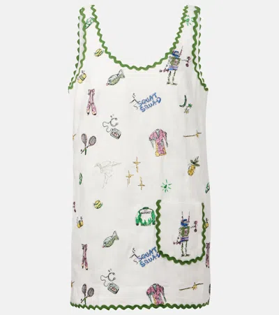 ALEMAIS PLAY EMBROIDERED LINEN MINIDRESS