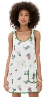 Alemais Play Linen Embroidered Sleeveless Scoop-neck Mini Dress In Multi
