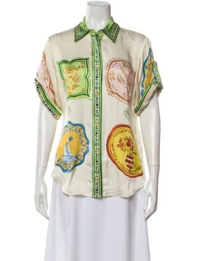 Pre-owned Alemais Porcelain Silk Blouse In Neutral