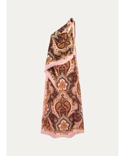 Alemais Porter Asymmetric Maxi Dress In Brown