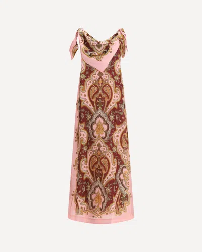 Alemais Porter Linen-blend Dress With Bandana Detail In Pink