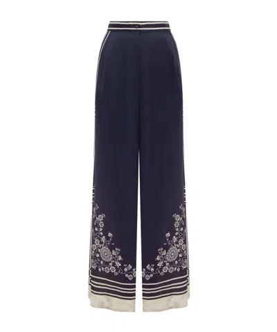 Alemais Printed Casual Trousers In Blue