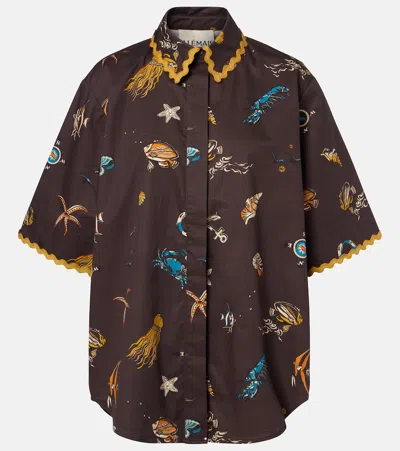 Alemais Printed Cotton Bowling Shirt In Brown
