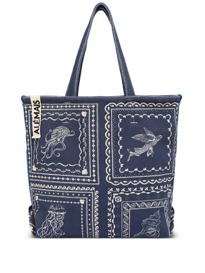 Alemais Printed-design Tote Bag In Blue