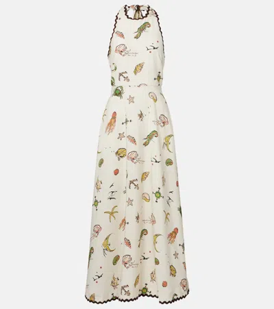 Alemais Alémais Printed Halterneck Midi Dress In White